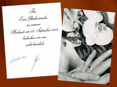 Dankeskarte von glücklichen Trauringkunden