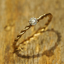 Verlobungsring Kordel Solitaire Rosegold 585/- mit Brillant